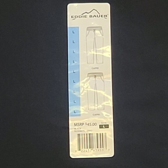 NWT EDDIE BAUER Cotton Blend Black Casual Capri Pants Soft Stretch Size Large - Picture 7 of 9